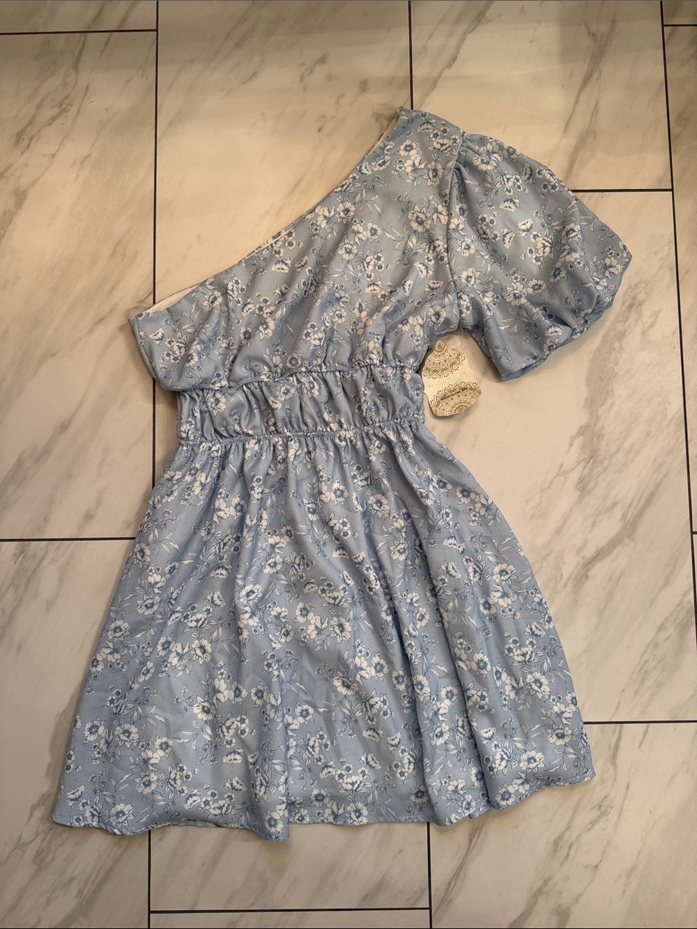 Altar'd State One-Shoulder Blue Floral  Dress Size Small NWT